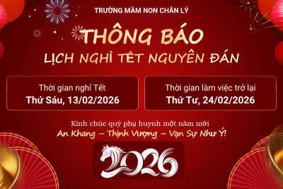 THÔNG BÁO LỊCH NGHỈ TẾT NGUYÊN ĐÁN NĂM 2026